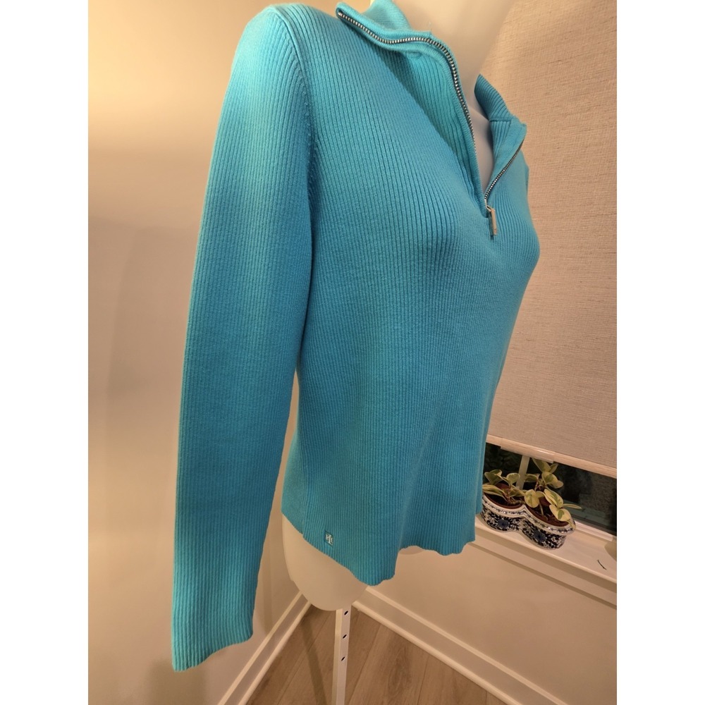 Polo Ralph Lauren CLASSIC SOLID 1/4 Zip Pullover Turquoise Size L - Picture 11 of 16